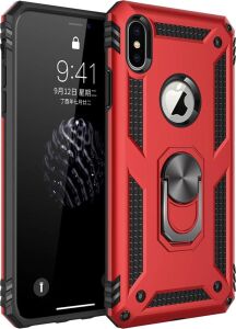 Xs Max Için Kılıf Military Ring Holder Kırmızı [ Xs Max ile Uyumlu Kılıf - Kırmızı]