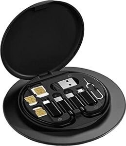 Lifcasual USB Adaptör Kablosu Dönüştürme Saklama Kutusu Çok Ti Şarj Tı Dönüştürücü Lightning Tip C Mikro Veri Aktarım Aracı Sim Kart Yuvası Içerir Tepsi Çıkarma Pimi Telefon Tutucu Olarak Klanın