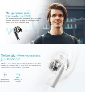 Qcy Ailybuds E10 Bluetooth Kulaklık - Hires - Ldac - Çift Cihaz - Oyun Modu 4 Mics Enc Kulakiçi Kulaklık Siyah