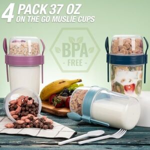 650 ml Take-Go Kaşıklı Hazneli Meyveli Müsli Kabı Piknik Iş Yoğurt Süt Bardağı Kapaklı ve Kaşıklı Kahvaltı Bardakları, Tahıl Tepesi Yulaf Ezmesi Granola (Beyaz)