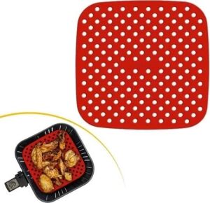 Renkli Isıya Dayanıklı Yıkanılabilir Silikon Fırın ve Airfryer Kare Pişirme Matı 21,5 cm