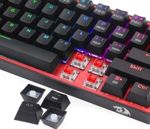 K616 Fizz Pro% 60 3 Modlu Kablolu, 2.4ghz Kablosuz, Bluetooth Mekanik Oyun Klavyesi, 61 Tuşlu Kompakt W/siyah Renkli Tuş Kapakları, Doğrusal Kırmızı Anahtar, Pro Sürücü/yazılım Destekli