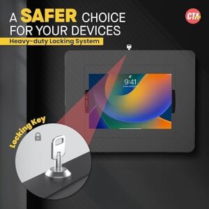 Cta Digital Kilitli iPad Duvar Montajı, iPad Pro 32.8 cm Için, Anahtar Kilidi, Siyah (Pad-Plwb)