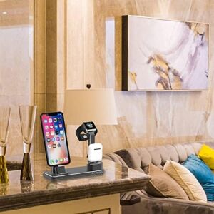 3'ü 1 Arada iPhone & Apple Watch & Airpods Şarj Standı Uyumlu– Metal Çoklu Şarj Istasyonu, 20 w Adaptörlü Hızlı Şarj, 2 m Lightning/usb‑c Kablo, Masaüstü Telefon Standı Siyah
