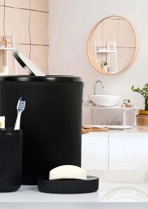 Siyah 5'li Banyo Takımı Banyo Dekorasyonu Için Beşli Set Banyo Aksesuar ve Düzenleyicileri