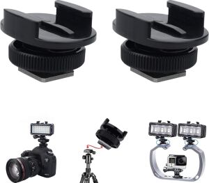 Suptig Slr Kamera Gopro Kamera Suptig Işık ve Diğer Aksiyon Kameraları Için Montaj Işık Adaptörü Soğuk Ayakkabı Montaj Adaptörü (2'li Paket) Siyah