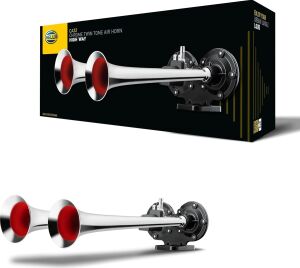 Korna CA32-12V - 115DB(A) - 370Hz-415Hz - Düşük Ses/yüksek Ses - Elektrikli Pnömatik - Ece Onaylı - Gövde Rengi: Krom/siyah - Soket Modeli: Yassı Soket - Miktar: 1 Horn