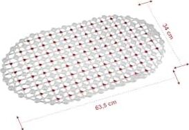 Eko Serisi Banyo - Küvet Içi Kaydırmaz Vantuzlu Oluklu Oval Paspas 63 x 34 Cm, Kırmızı