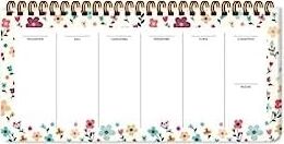 13X27 Haftalık Spiralli Planner - Krem Çiçek