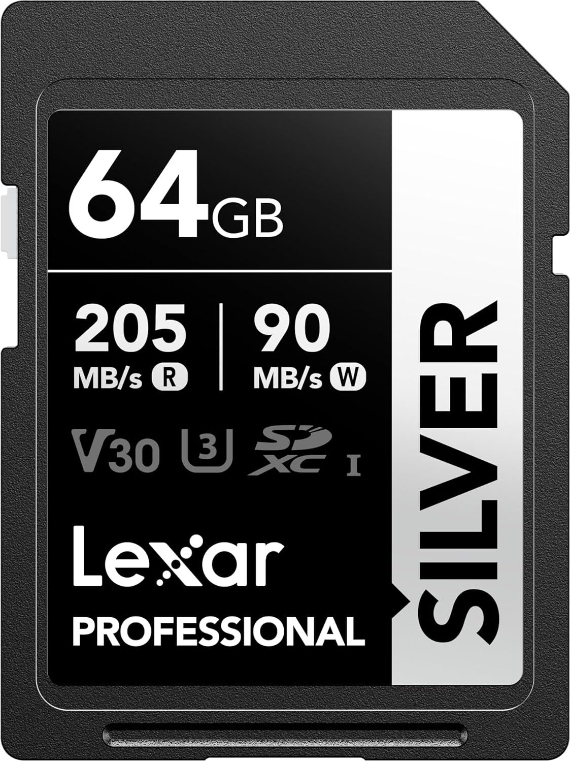 Profesyonel Sılver Sd Kart 64 Gb, 205 Mb/s'ye Kadar Okuma, 90 Mb/s Yazma, Sdxc Uhs-I Hafıza Kartı, Sınıf 10, U3, V30, Profesyonel Fotoğrafçılar, Videografçılar, Meraklılar Için Sd Kart