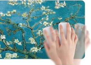Van Gogh Desenli Masa Pedi 60X30 cm 3 mm Kaymaz Tabanlı Desk Mat Kumaş Mouse Pad Ofis Home Office Için Geniş Pürüzsüz Yüzey Açık Yeşil