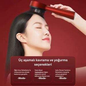 Elektrikli Titreşimli Masaj Tarak Kırmızı Işık Terapili ve Sıvı Yağ Aplikatörlü - Süpermarket