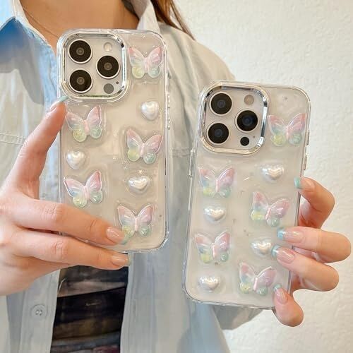 3D Kurdeleli Çiçekli Şeffaf Simli iPhone 15 Pro Uyumlu Kılıf – Kamera Korumalı, Darbe Emici Silikon