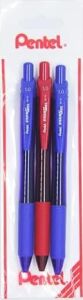 Energel 1.0 mm Likit Roller Kalem 2xmavi/1xkırmızı 3'lü Set
