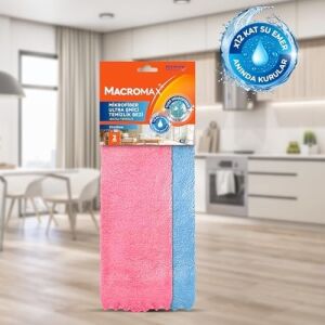 Mikrofiber Ultra Emici Temizlik Bezi 2'li Paket 30X29CM, Işıltılı ve Pürüzsüz Temizlik