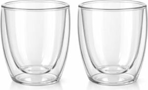 Needd Çift Katmanlı Cam Bardak Seti 2'li 250 ml | Borosilikat Double Wall Isı Yalıtımlı Şeffaf Kahve Bardağı | Americano, Latte, Cappuccino ve Soğuk Içecek Için