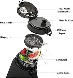 Uzspace 530ML Silikon Gövdeli Detoks Aparatlı Tritan Su Matarası
