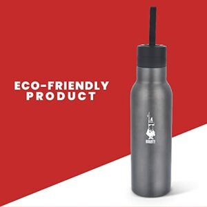 Bialetti - Termal Şişe - 500ML - Koyu Gri Renk - Paslanmaz Çelik - Çift Katmanlı - 12 Saat Sıcak 24 Saat Soğuk Tutar - Hava Geçirmez Vidalı Kapak Özelliği - Özel Silikon Conta Sayesinde Sızdırmaz Şişe