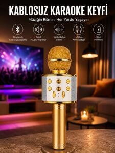 Taşınabilir Bluetooth Karaoke Mikrofon: Hafıza Kart Girişli, Etkileyici Performans