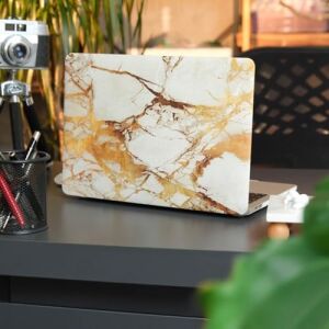 MacBook Air 13.3 Inç Kılıf A1932 A2179 A2337 M1 Uyumlu Sert Kapak Hard Case Koruyucu Mermer Desenli Ince Hafif Laptop Kılıfı Sarı