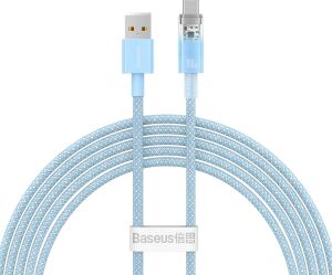 Explorer Serisi Hızlı Şarj Kablosu Akıllı Sıcaklık Kontrolü USB To Type-C 100W, 2m, Mavi
