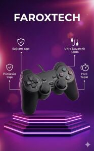 Siyah Kablolu Titreşimli Analog Joystick Pc Uyumlu Bluetooth'suz Garantisiz - Elektronik