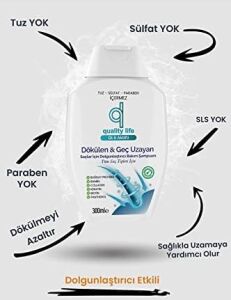 Ql 6 Aktifli Şampuan Dökülme Karşıtı Geç Uzayan Saçlar Tuzsuz Parabensiz Sülfatsız Hızlı Saç Uzatma