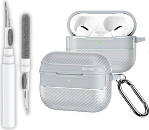 Airpods Pro 3. Nesil Uyumlu Karbon Fiber Hybrid Polymer Technology Premium Kulaklık Kılıfı ve 3'ü 1 Arada Bluetooth Kulaklık Temizleme Kalemi Seti (Gri)