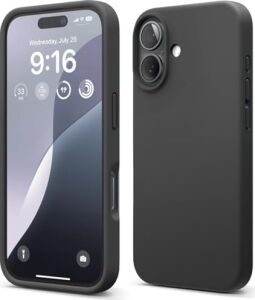 Apple iPhone 16 Uyumlu Özel Ipeksi Dokunuş Hissi Veren Içi Yumuşak Kadife Lansman Silikon Kılıf Kapak (Siyah)