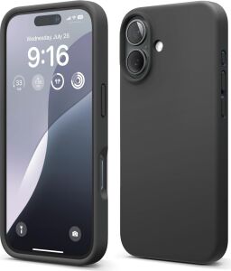 Apple iPhone 16 Uyumlu Özel Ipeksi Dokunuş Hissi Veren Içi Yumuşak Kadife Lansman Silikon Kılıf Kapak (Siyah)