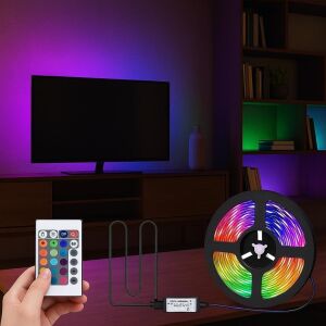 Monitör ve Tv Arkası 3 Metre Rgb Şerit LED Seti - Cata USB Bağlantılı, Uzaktan Kumandalı, 352 Renk Seçenekli Ambiyans Aydınlatma, Göz Yormayan LED Işık Sistemi