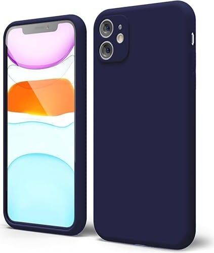 Apple iPhone 11 Kılıf 6.1 ile Uyumlu,  Ince Sıvı Silikon 3 Katmanlı Tam Kaplamalı Yumuşak Jel Kauçuk Kılıf Kapak 6.1 Inç, Lacivert