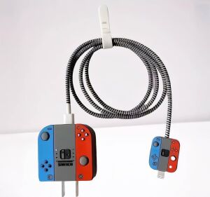 18W-20W Şarj Adaptörü ile Uyumlu Nintendo Switch Tasarımlı Şarj Başlığı ve Şarj Kablo Koruyucu Set – Renkli