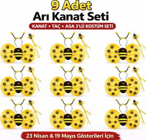 9’lu Arı Kostüm Seti – Kanat Taç Asa
