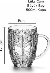 2li  Lüks Cam Kupa Büyük Boy Kupa 500ML