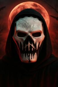 Cadılar Bayramı Halloween Dark Fang Maske Siyah Beyaz