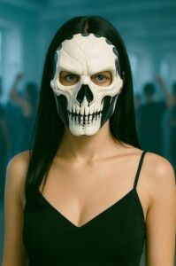 Cadılar Bayramı Halloween Dark Fang Maske Siyah Beyaz