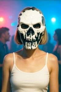 Cadılar Bayramı Halloween Dark Fang Maske Siyah Beyaz