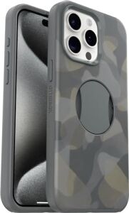 15 Pro Max (Sadece) Ottergrip Simetri Serisi Kılıf - Demir Camo (Gri), Dahili Tutuş, Şık Kılıf, Magsafe'e Oturur, Yükseltilmiş Kenarlar Kamera ve Ekranı Korur
