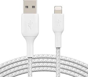 Örgülü Lightning Kablosu (, Ipad, Airpods Için Boost Charge Lightning/usb Kablosu) Mfi Sertifikalı Şarj Cihazı, Örgülü Lightning Kablosu (2m, Beyaz)