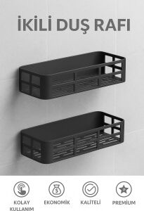 Banyo Düzenleyici Şampuanlık Sabunluk 2 Li Set Lamalı Güçlü Kaliteli Yapışkanlı Duş Rafı Organizer