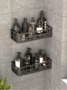 Banyo Düzenleyici Şampuanlık Sabunluk 2 Li Set Lamalı Güçlü Kaliteli Yapışkanlı Duş Rafı Organizer