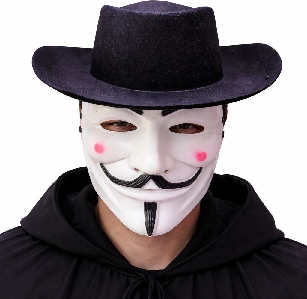 Vendetta Maske ve Şapka Seti – Anonim Stil Parti Maskesi