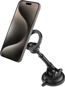 Magsafe Araç Içi Telefon Tutucu Dashboard (Ön Konsol ile Uyumlu) iPhone & Magfit ile Uyumlu + Dahili Metal Halka MFT35 Black - ACP08313