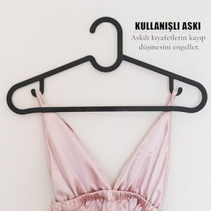 Plastik Slim Askı, Elbise Askısı, Siyah Askı (Standart, Adet, 10)