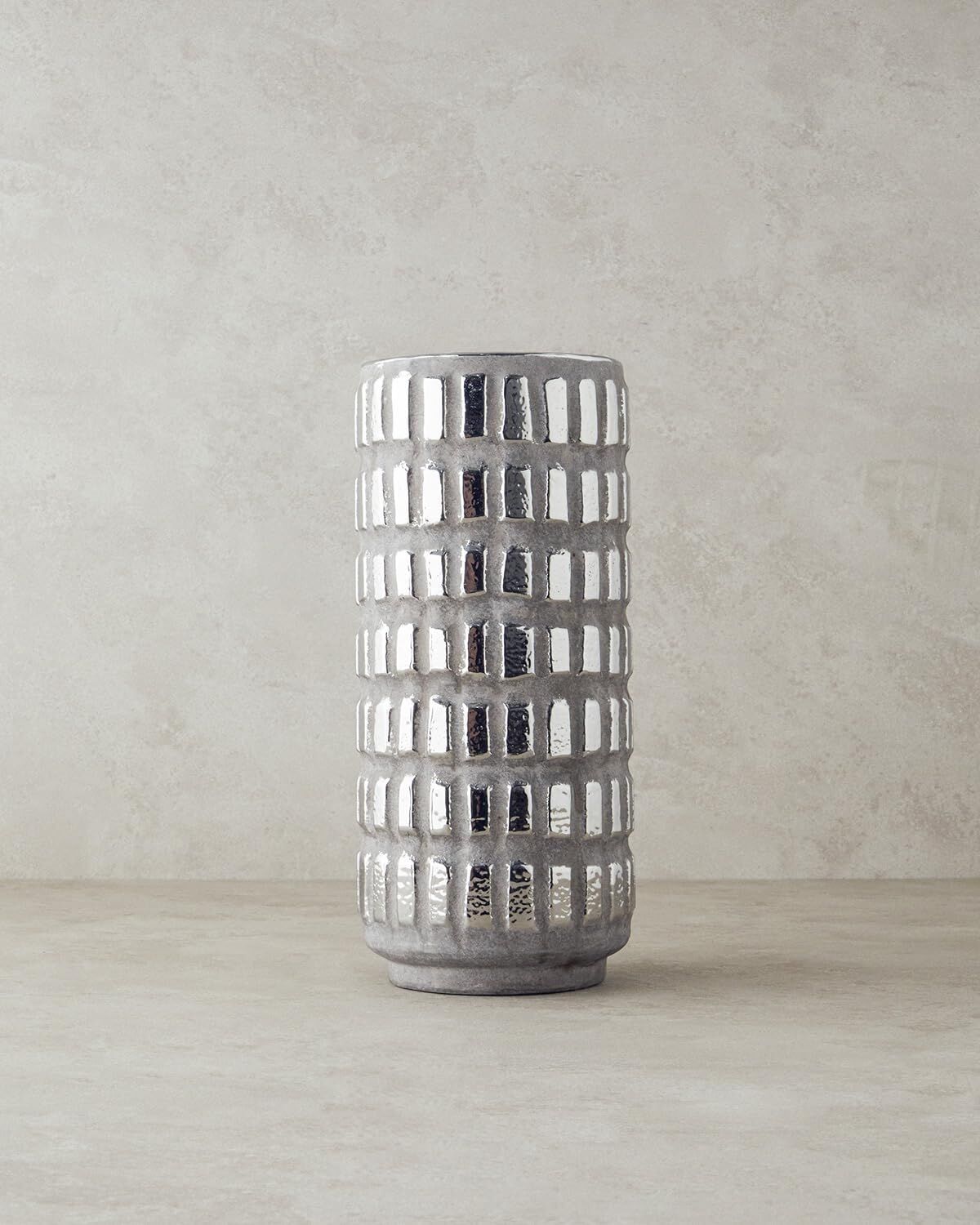 Glossy Stoneware Vazo Silver