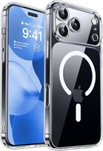 , iPhone 17 Pro, Magsafe ile Uyumlu Güçlü Manyetik Kılıf, Sararmaz Sert Pc Çevre Dostu Kapak, Ahize/hoparlör Filtreli, Gerçek Buton Hissi, Kamera Yükseltili, Ince Kapak, Case (Şeffaf)