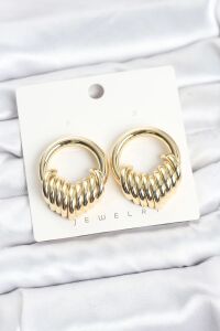 Pirinç Gold Renk Halka Sarmal Model Vintage Kadın Küpe