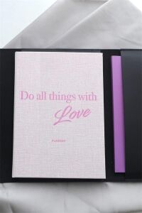 15X21 Keten Süresiz Planlayıcı Ajanda Defter Pembe
