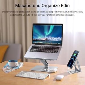 Alüminyum Notebook Standı Yükseklik ve Eğim Ayarlı Ergonomik Metal Laptop Standı 11-17 Inch Arası Notebook Dizüstü Bilgisayar Standı, Ayarlanabilir